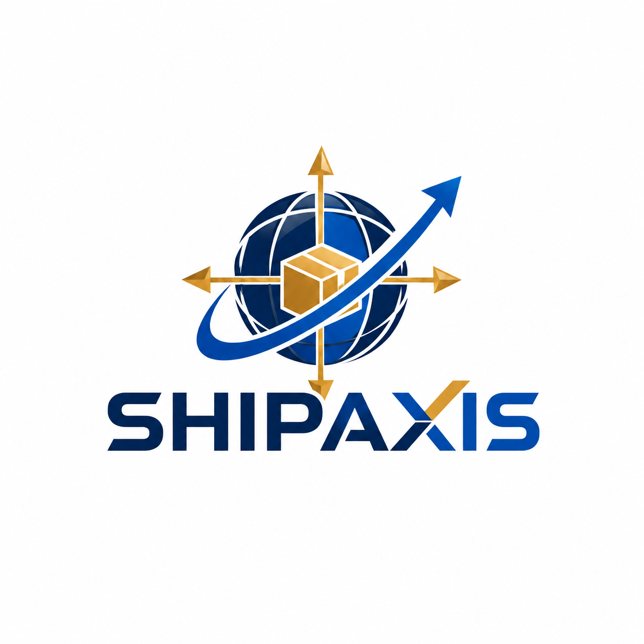 ShipAxis Logo: A Package At The Center Of A Global Axis